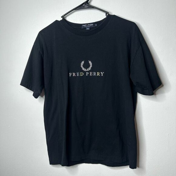 Fred Perry Sportswear Multicolored Pastel Spell Out Graphic T-Shirt Size 12 - Picture 1 of 11
